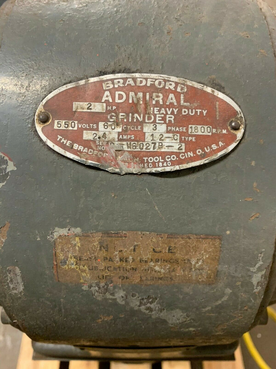 Bradford Admiral Heavy Duty Pedestal Dual Grinder Whaling City Machine